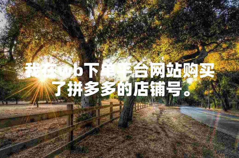我在wb下单平台网站购买了拼多多的店铺号。