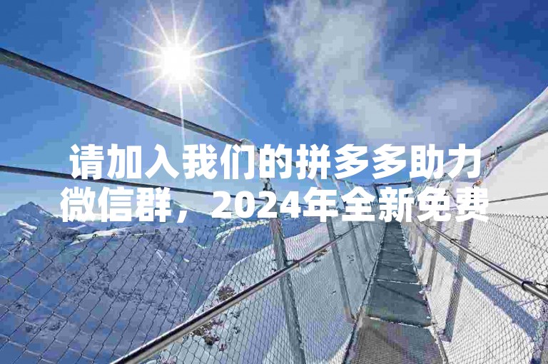 请加入我们的拼多多助力微信群，2024年全新免费助力等你来体验。
