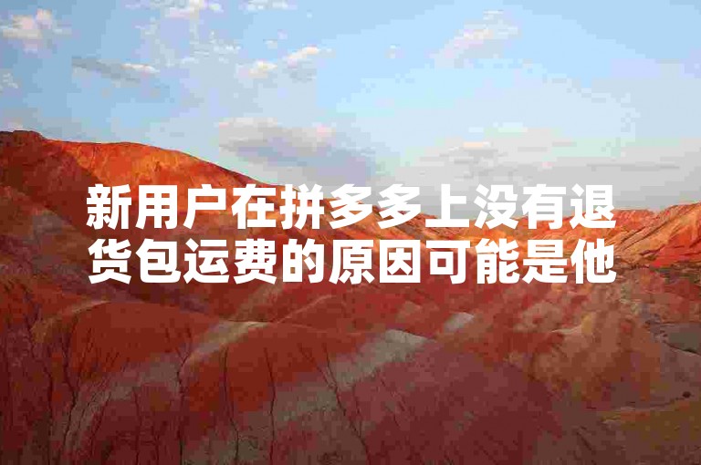 新用户在拼多多上没有退货包运费的原因可能是他们尚未满足平台设定的特定条件或优惠政策。