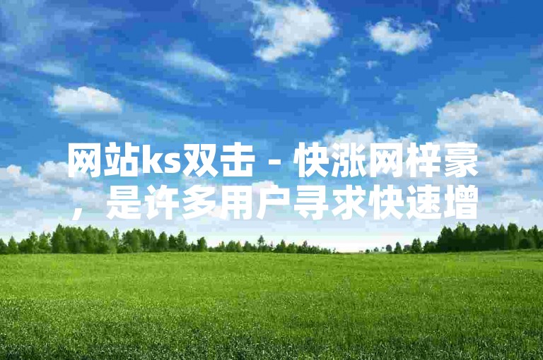 网站ks双击 - 快涨网梓豪，是许多用户寻求快速增加粉丝和点赞量的首选平台。