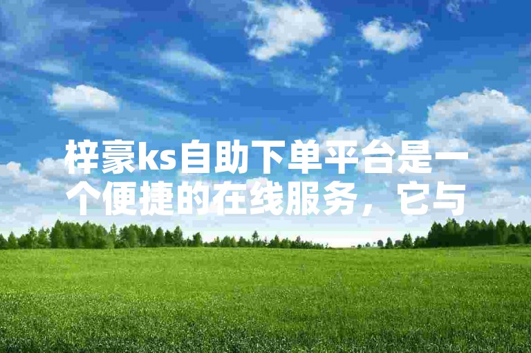梓豪ks自助下单平台是一个便捷的在线服务，它与蚂蚁ks自助下单平台类似，提供快速且用户友好的下单体验。