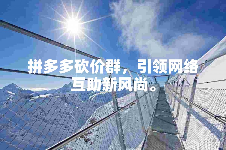 拼多多砍价群，引领网络互助新风尚。