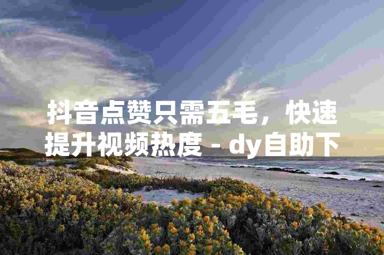 抖音点赞只需五毛，快速提升视频热度 - dy自助下单商城 - 全天候高效服务，让你的内容瞬间火爆。