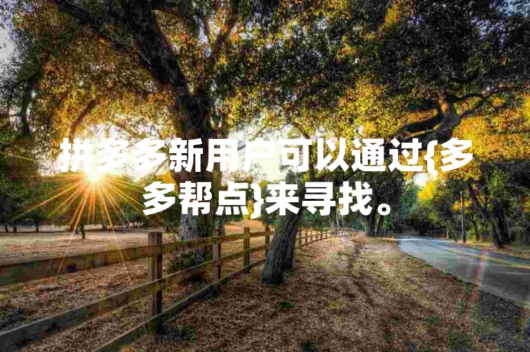 拼多多新用户可以通过{多多帮点}来寻找。