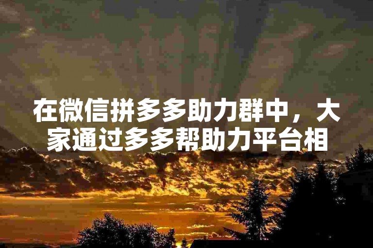 在微信拼多多助力群中，大家通过多多帮助力平台相互支持，共同享受优惠。