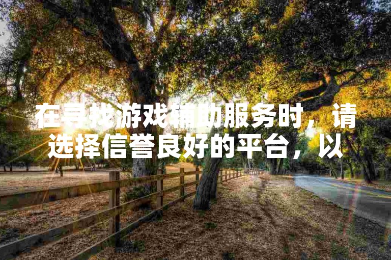 在寻找游戏辅助服务时，请选择信誉良好的平台，以确保安全和公平的游戏体验。