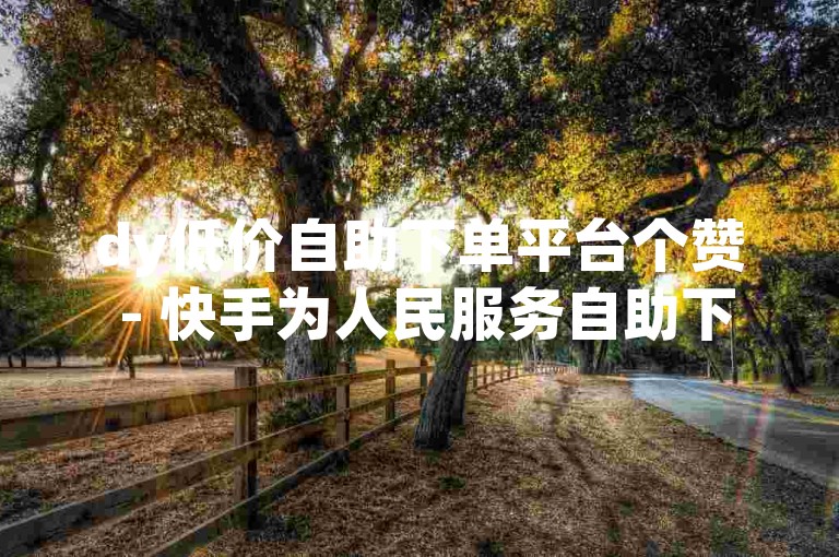 dy低价自助下单平台个赞 - 快手为人民服务自助下单