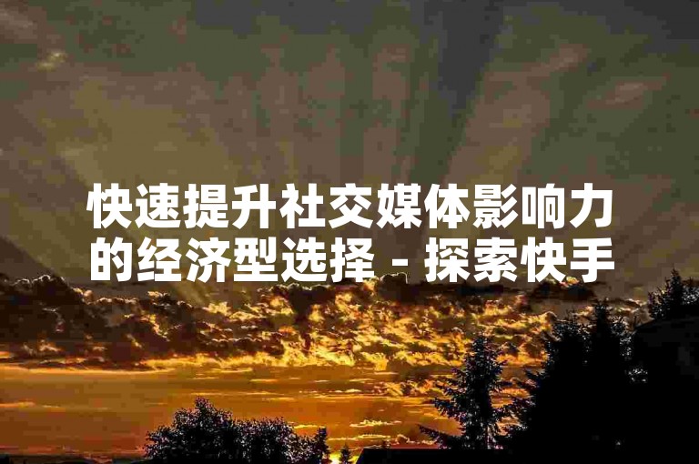 快速提升社交媒体影响力的经济型选择 - 探索快手自助推广服务。