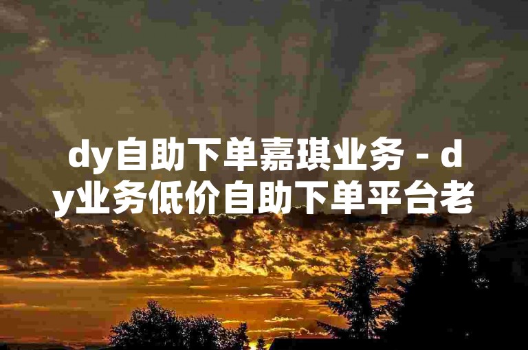 dy自助下单嘉琪业务 - dy业务低价自助下单平台老人