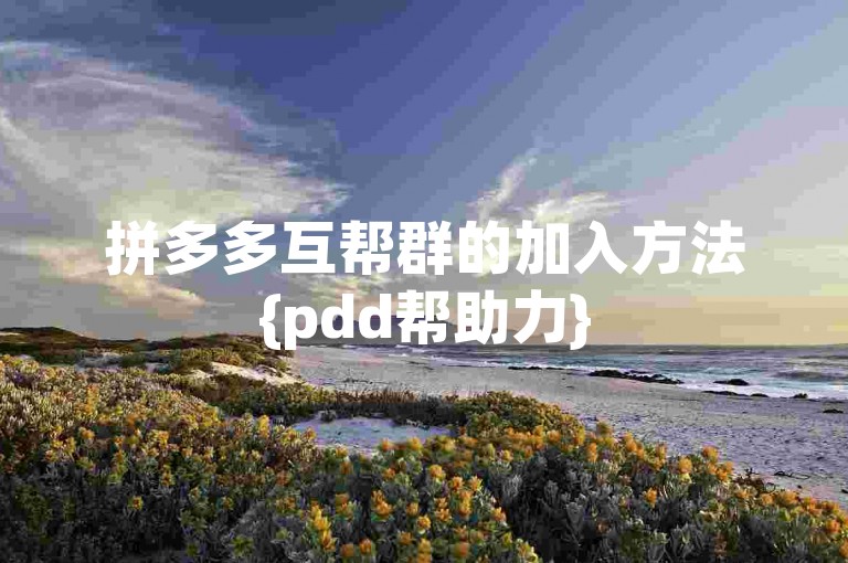 拼多多互帮群的加入方法{pdd帮助力}