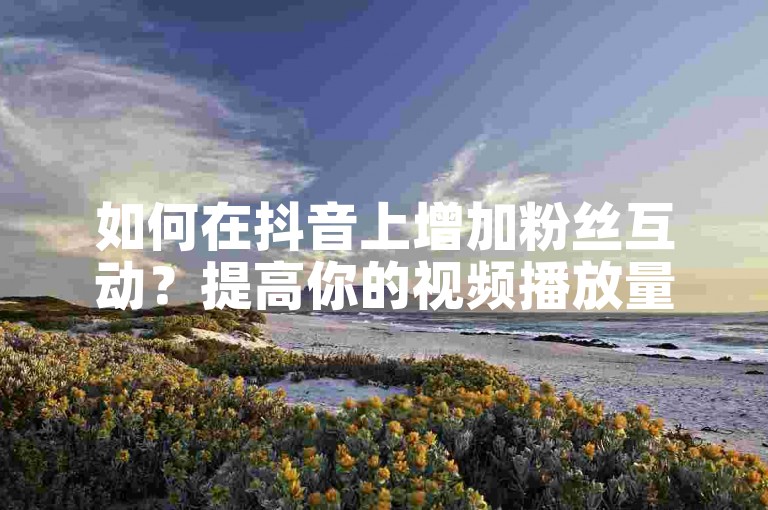 如何在抖音上增加粉丝互动？提高你的视频播放量和点赞数。