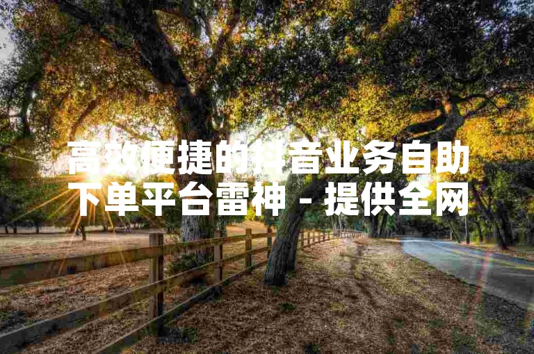 高效便捷的抖音业务自助下单平台雷神 - 提供全网最实惠的快手粉丝增长服务。