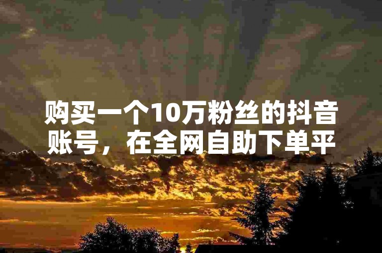 购买一个10万粉丝的抖音账号，在全网自助下单平台中价格最为优惠。
