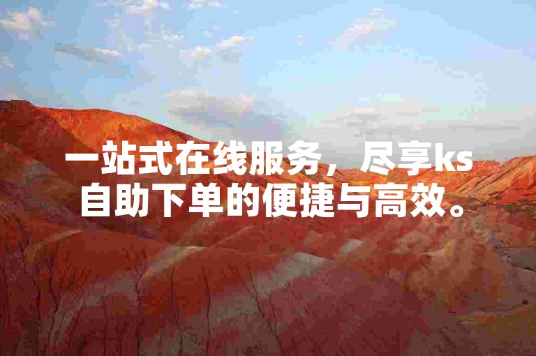 一站式在线服务，尽享ks自助下单的便捷与高效。