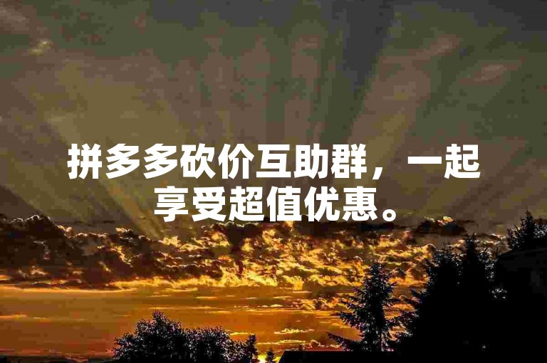 拼多多砍价互助群，一起享受超值优惠。