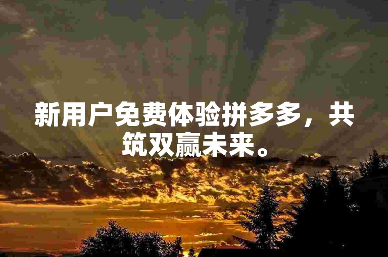 新用户免费体验拼多多，共筑双赢未来。