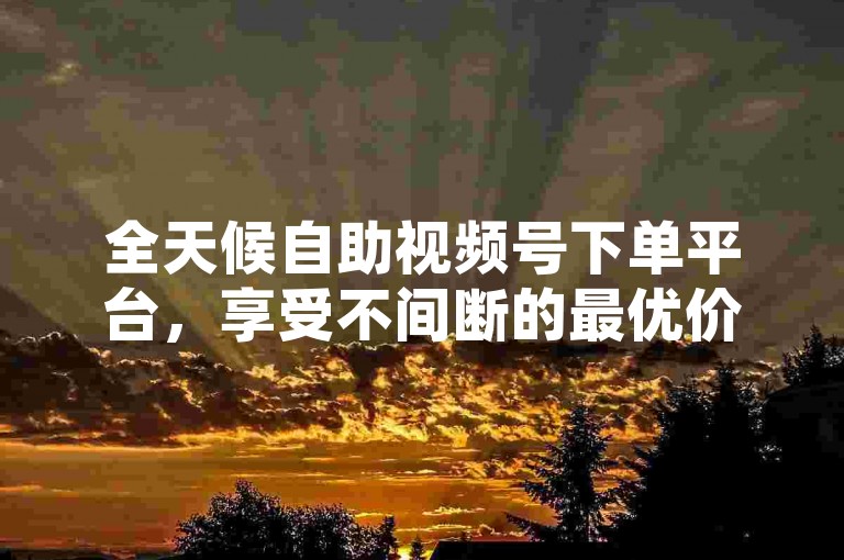 全天候自助视频号下单平台，享受不间断的最优价格服务。