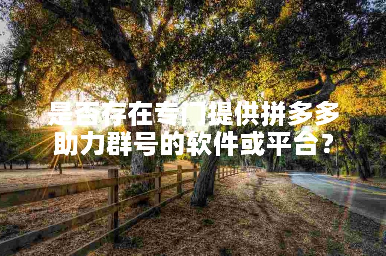 是否存在专门提供拼多多助力群号的软件或平台？