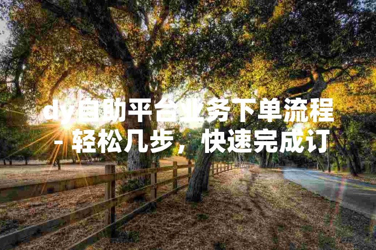 dy自助平台业务下单流程 - 轻松几步，快速完成订单，无需繁琐步骤！