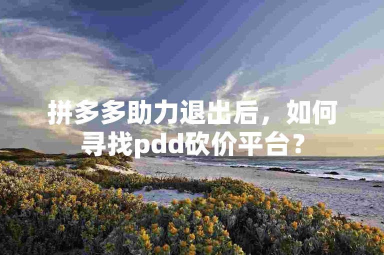 拼多多助力退出后，如何寻找pdd砍价平台？