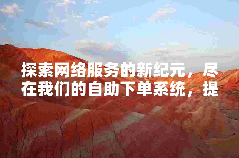 探索网络服务的新纪元，尽在我们的自助下单系统，提供您前所未有的便捷与经济。