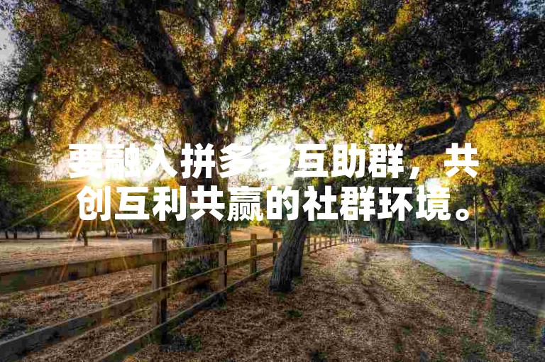 要融入拼多多互助群，共创互利共赢的社群环境。