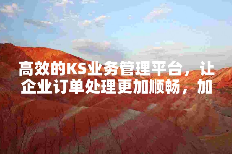 高效的KS业务管理平台，让企业订单处理更加顺畅，加速成长步伐。