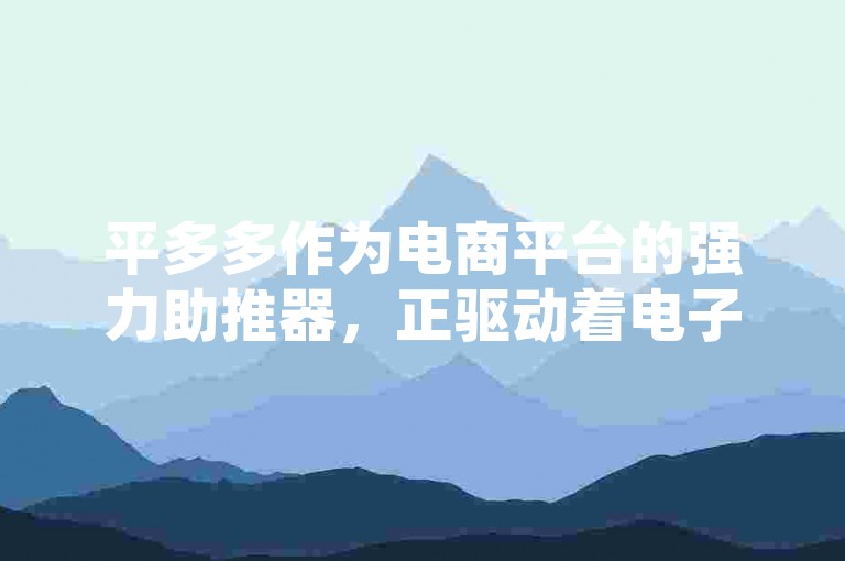 平多多作为电商平台的强力助推器，正驱动着电子商务行业的蓬勃发展。