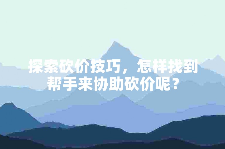 探索砍价技巧，怎样找到帮手来协助砍价呢？