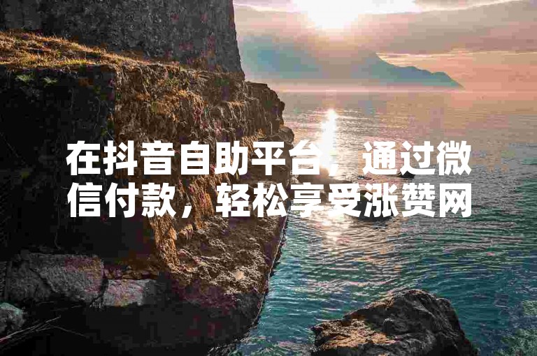 在抖音自助平台，通过微信付款，轻松享受涨赞网梓豪代涨服务。