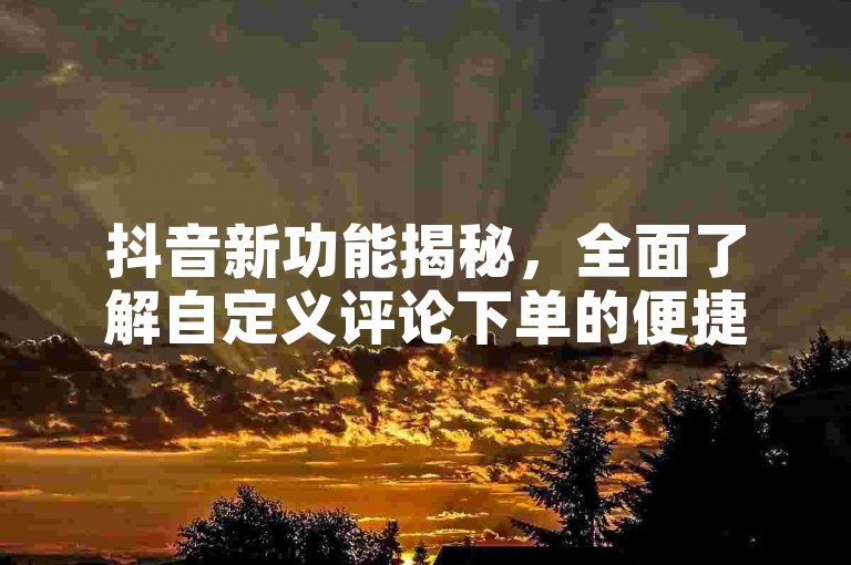 抖音新功能揭秘，全面了解自定义评论下单的便捷之道。