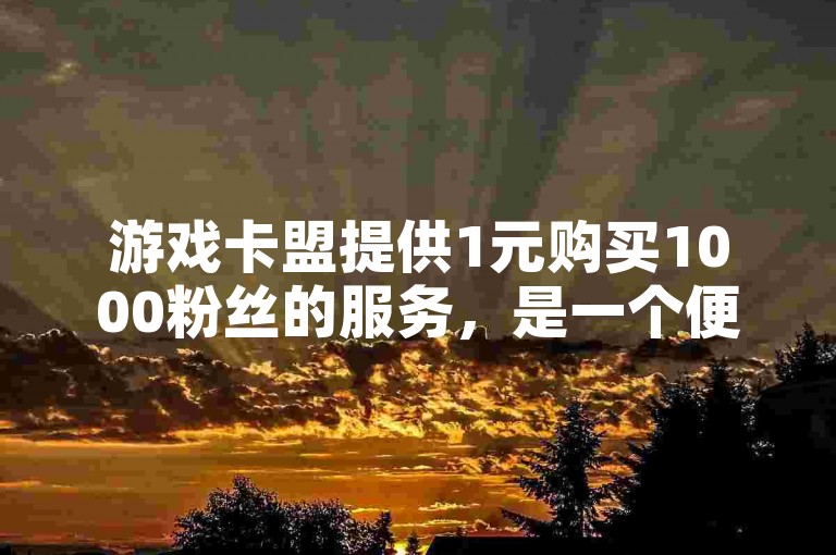 游戏卡盟提供1元购买1000粉丝的服务，是一个便捷的下单平台。