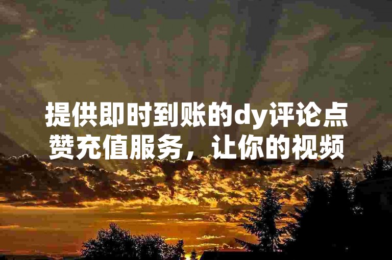 提供即时到账的dy评论点赞充值服务，让你的视频内容迅速走红，摆脱低曝光的困扰！