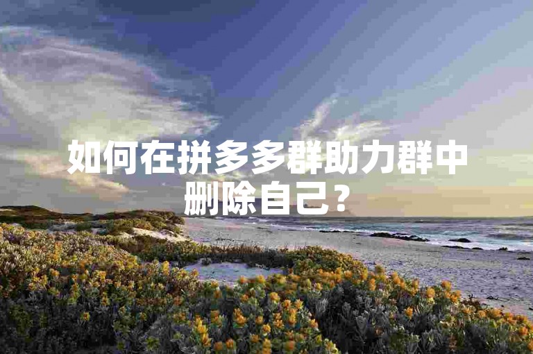如何在拼多多群助力群中删除自己？