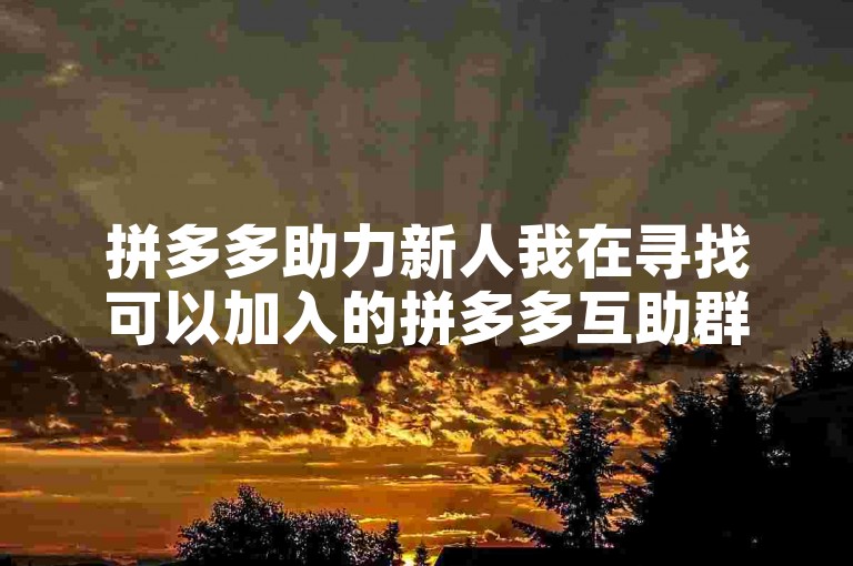 拼多多助力新人我在寻找可以加入的拼多多互助群组。