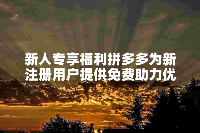 新人专享福利拼多多为新注册用户提供免费助力优惠。