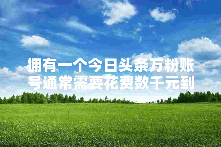 拥有一个今日头条万粉账号通常需要花费数千元到数万元不等，具体价格取决于账号的活跃度、粉丝质量和行业领域等因素。