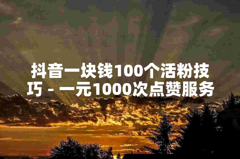 抖音一块钱100个活粉技巧 - 一元1000次点赞服务。
