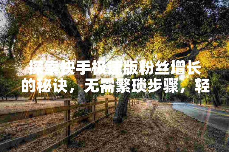 探索快手极速版粉丝增长的秘诀，无需繁琐步骤，轻松实现播放量和粉丝数双提升。