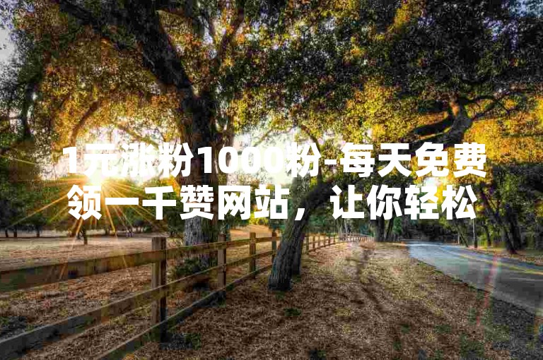 1元涨粉1000粉-每天免费领一千赞网站，让你轻松提升人气。