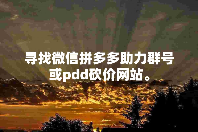 寻找微信拼多多助力群号或pdd砍价网站。