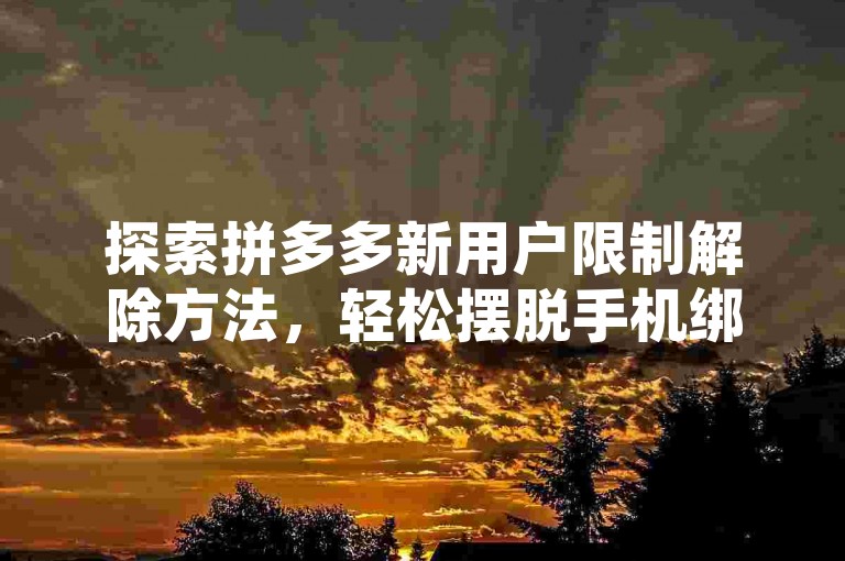 探索拼多多新用户限制解除方法，轻松摆脱手机绑定困扰。