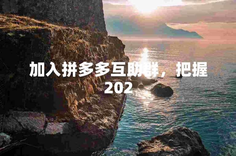 加入拼多多互助群，把握2025年电商新潮流与商机。