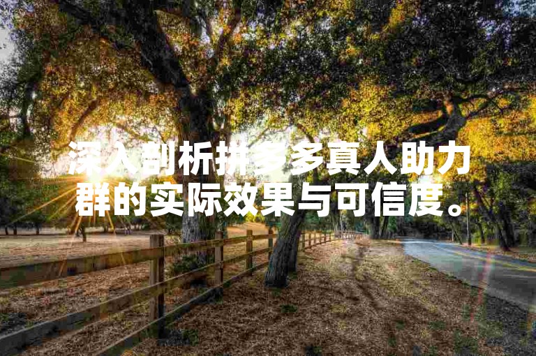 深入剖析拼多多真人助力群的实际效果与可信度。
