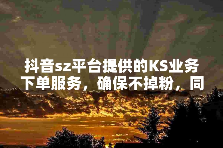 抖音sz平台提供的KS业务下单服务，确保不掉粉，同时还有免费领取快手播放量的网址，以及快手自助平台业务下单的真人独家揭秘。