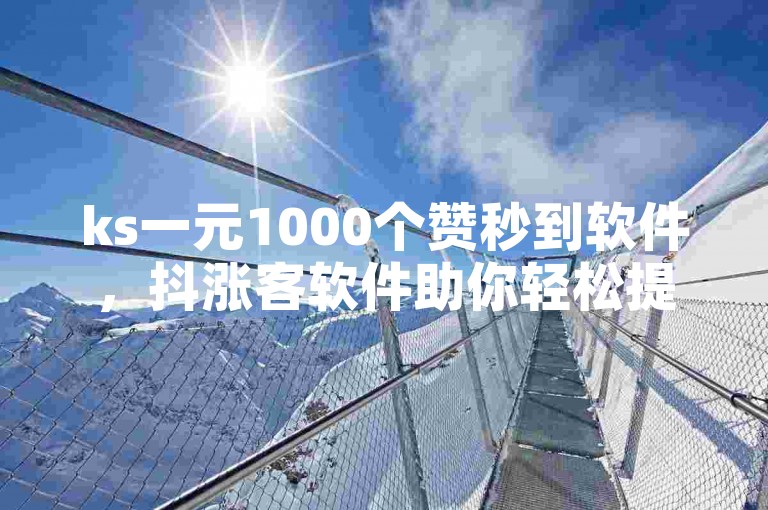 ks一元1000个赞秒到软件，抖涨客软件助你轻松提升人气。