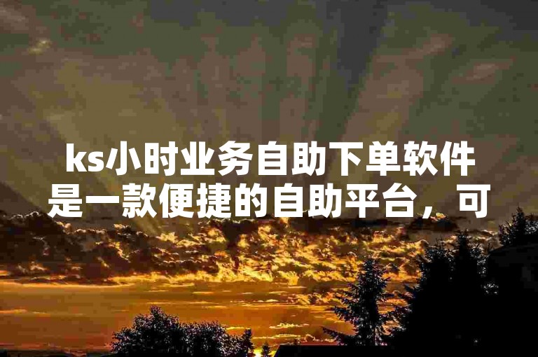 ks小时业务自助下单软件是一款便捷的自助平台，可快速处理各类订单。