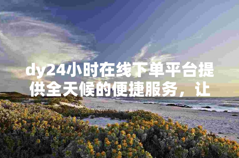 dy24小时在线下单平台提供全天候的便捷服务，让您随时享受无忧购物体验。