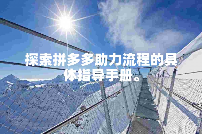 探索拼多多助力流程的具体指导手册。