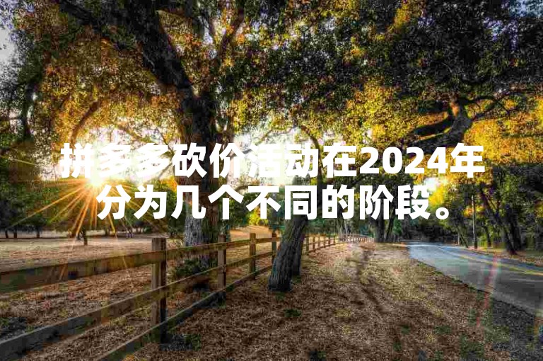 拼多多砍价活动在2024年分为几个不同的阶段。